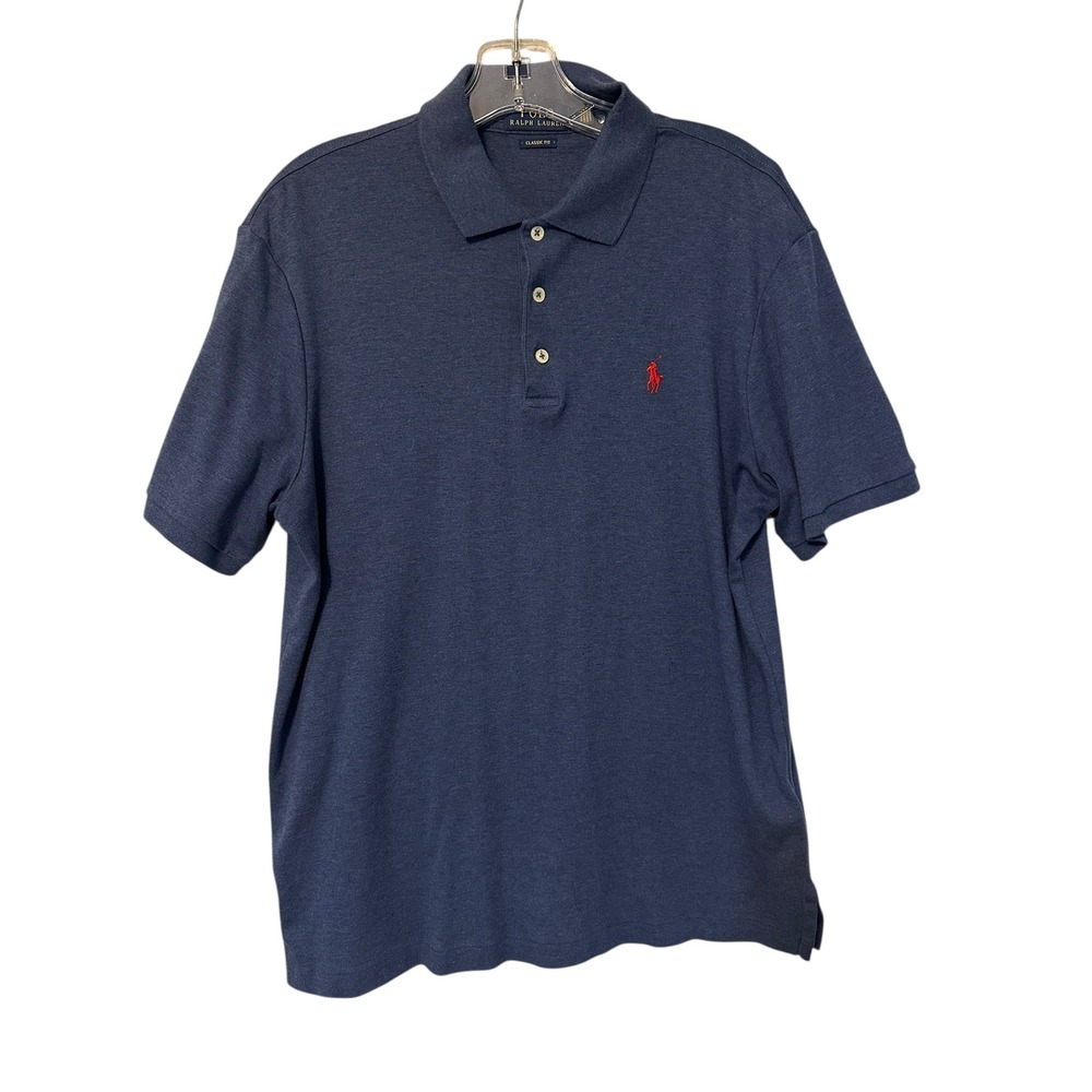 Ralph Lauren Classic Fit Navy Blue Polo Shirt Men's Medium Red Pony Logo Size XL